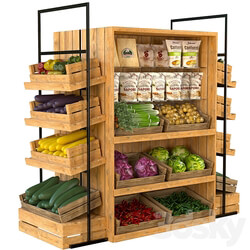 Designer rack in a supermarket with vegetables fruits and cereals 3 3D Models 