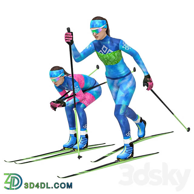 Female skier. Classic skiing