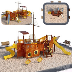 Children playground ship. Boat. Sailboat 3D Models 