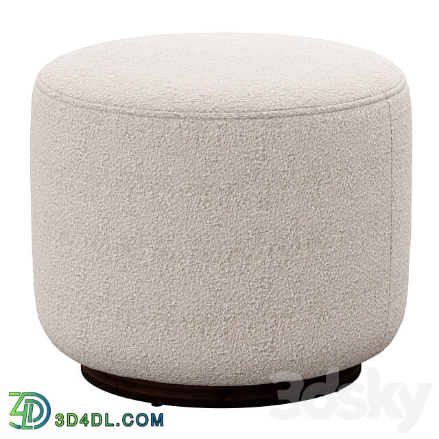 Sinclair Round Boucle Ottoman Whistler Oyster Suede by Four Hands