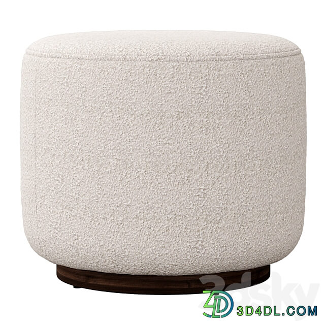 Sinclair Round Boucle Ottoman Whistler Oyster Suede by Four Hands