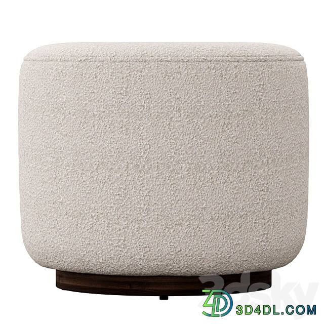 Sinclair Round Boucle Ottoman Whistler Oyster Suede by Four Hands