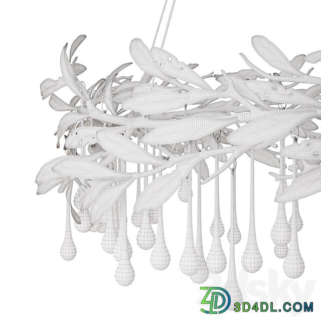 Pendant light Chandelier in the form of drops and leaves OLIVIA