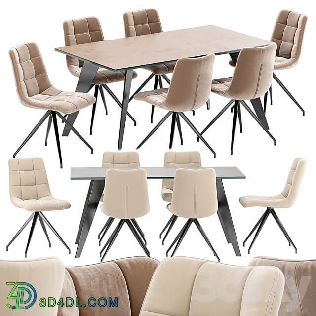 Table Chair Sedia Diamond dining chair and Nack table