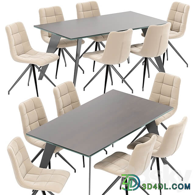Table Chair Sedia Diamond dining chair and Nack table