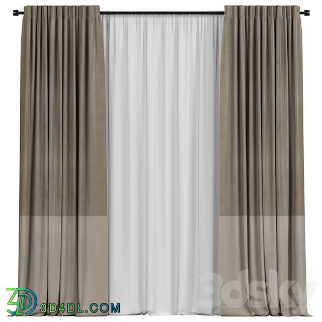 Curtains with tulle in two colors