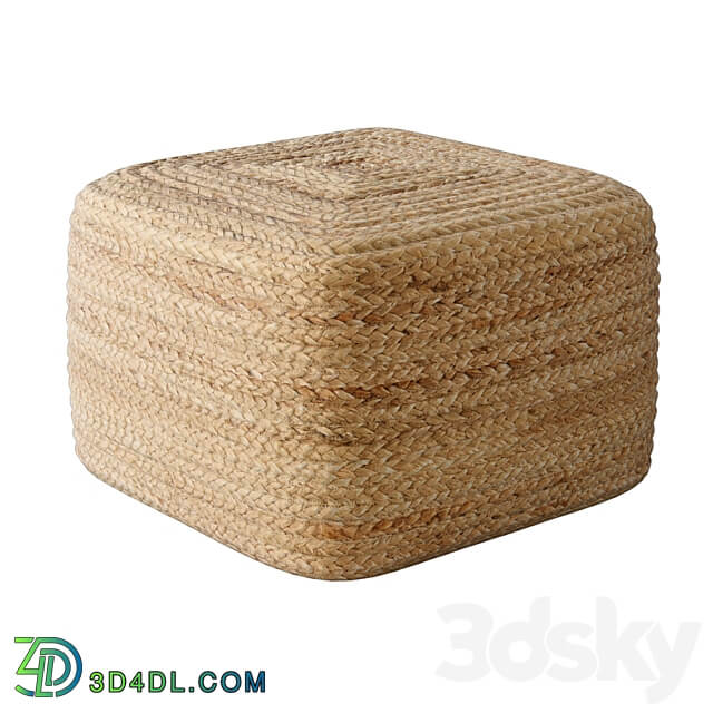 Braided jute pouf square