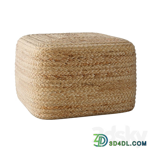 Braided jute pouf square