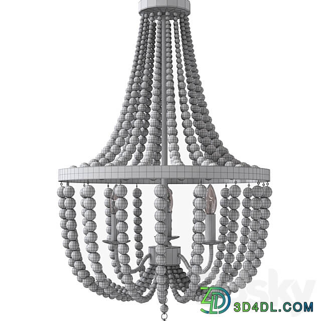 Pendant light Kenroy Home 93131BS Dumas 3 Lt Wood Bead Chandelier in Brushed Steel