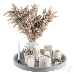 White Decorative Set with Pampas Set 74 