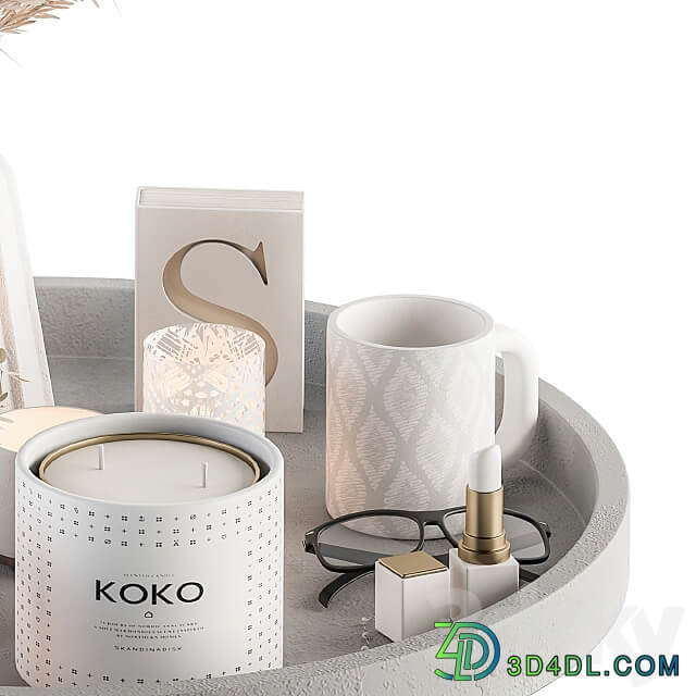 White Decorative Set with Pampas Set 74