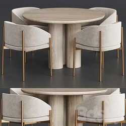 Porro Frank Anya Travertine dining table Table Chair 3D Models 3DSKY 