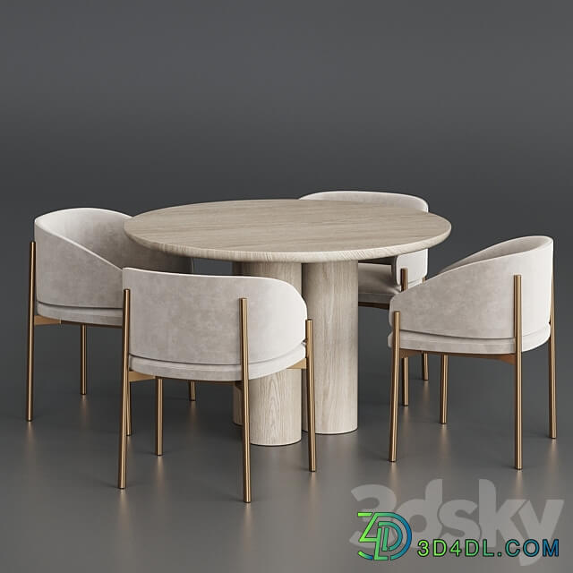 Porro Frank Anya Travertine dining table Table Chair 3D Models 3DSKY