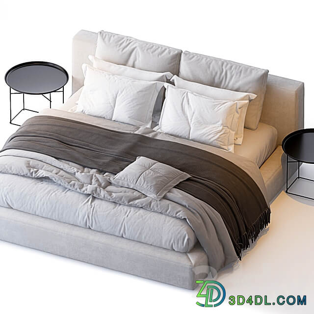 Cloud slipcovered platform bed Bed 3D Models 3DSKY