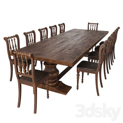 Rustic dining table chair Table Chair 3D Models 3DSKY 