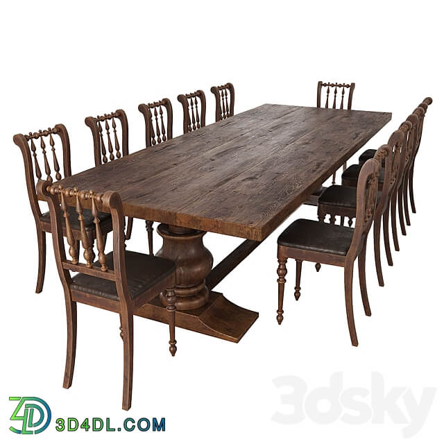 Rustic dining table chair Table Chair 3D Models 3DSKY