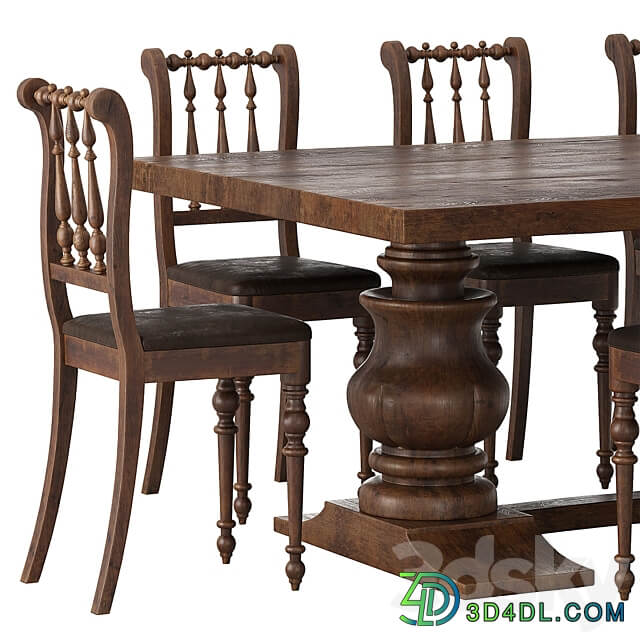 Rustic dining table chair Table Chair 3D Models 3DSKY