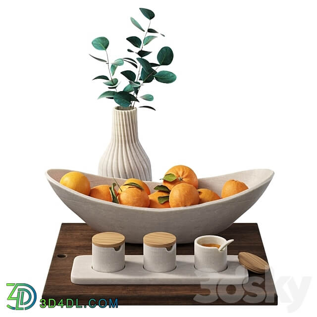 Decorative set for the kitchen with oranges 3D Models 3DSKY