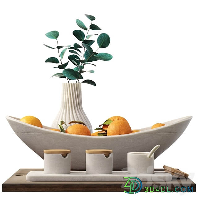 Decorative set for the kitchen with oranges 3D Models 3DSKY