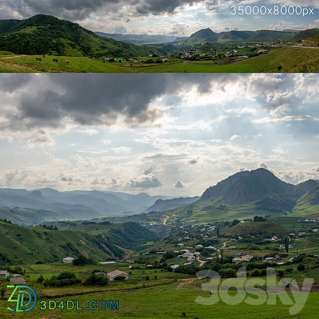 Mountain village. Panorama 35k 3D Models 3DSKY