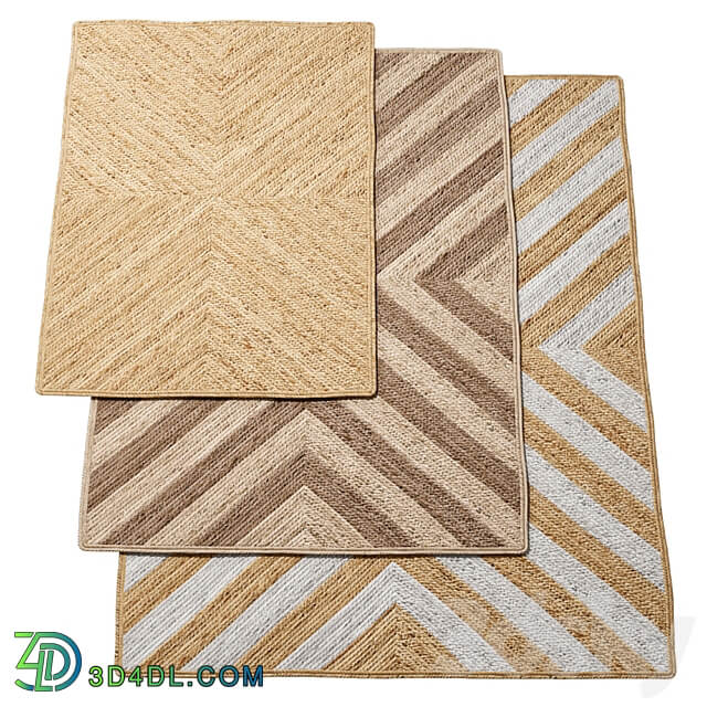 Natural X shape Braided Jute Rug 3D Models 3DSKY