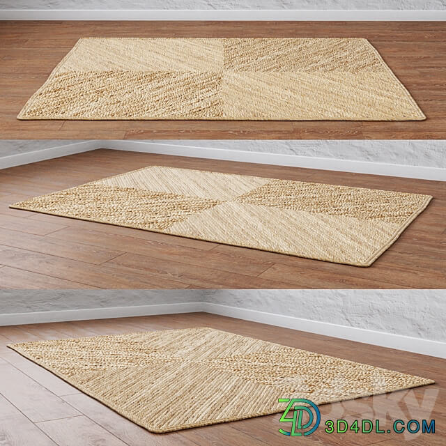 Natural X shape Braided Jute Rug 3D Models 3DSKY