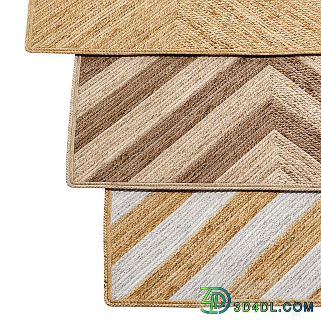 Natural X shape Braided Jute Rug 3D Models 3DSKY