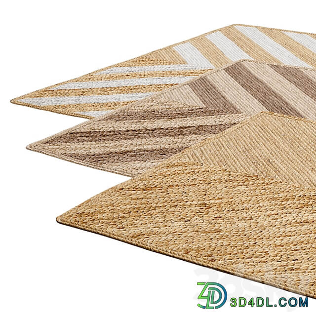 Natural X shape Braided Jute Rug 3D Models 3DSKY