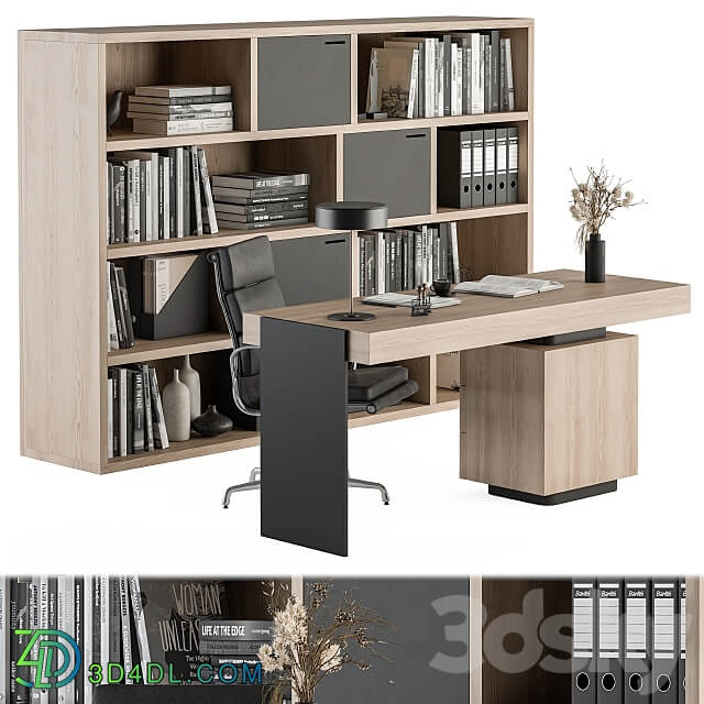 Office Furniture Wood Boss Desk Manager Set Table 42 3D Models 3DSKY