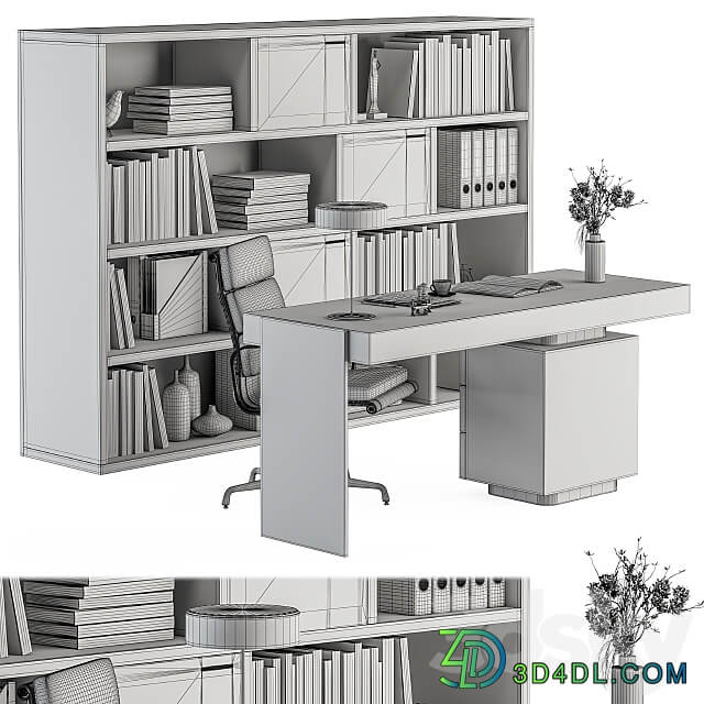 Office Furniture Wood Boss Desk Manager Set Table 42 3D Models 3DSKY