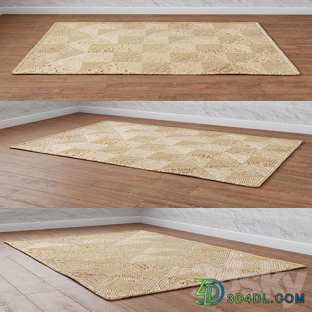 Natural Spiral sections Braided Jute Rug 3D Models 3DSKY