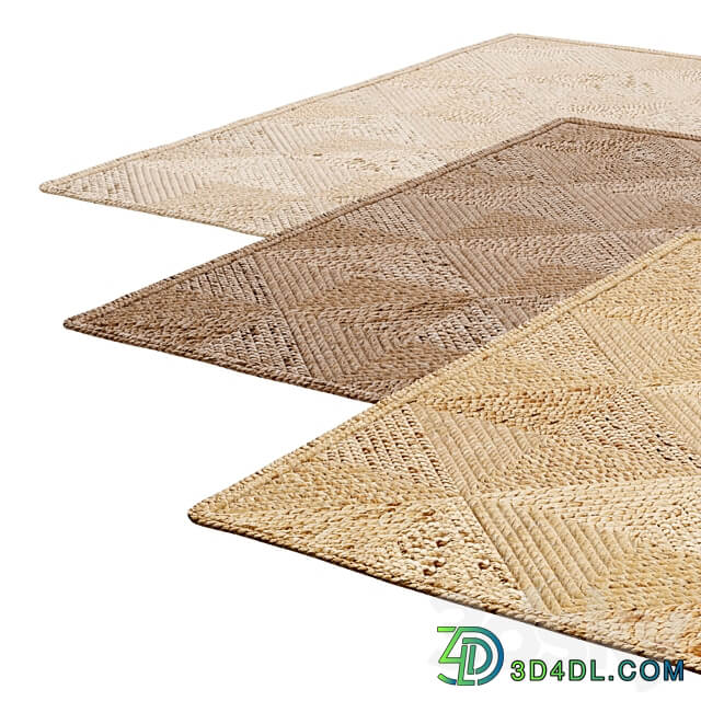 Natural Spiral sections Braided Jute Rug 3D Models 3DSKY