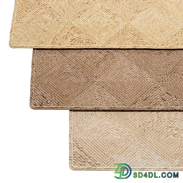 Natural Spiral sections Braided Jute Rug 3D Models 3DSKY