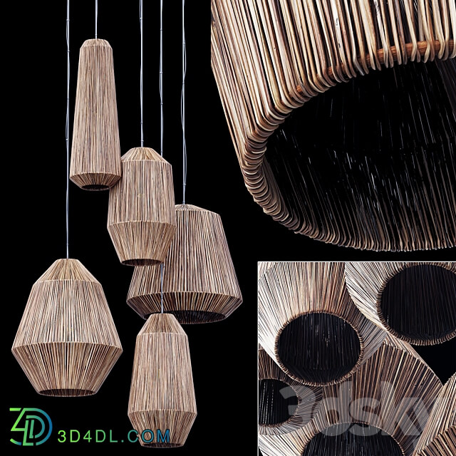 Lamp barrel big rattan n6 Chandelier barrel wicker rattan No. 6 Pendant light 3D Models 3DSKY