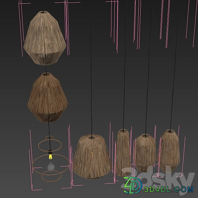 Lamp barrel big rattan n6 Chandelier barrel wicker rattan No. 6 Pendant light 3D Models 3DSKY