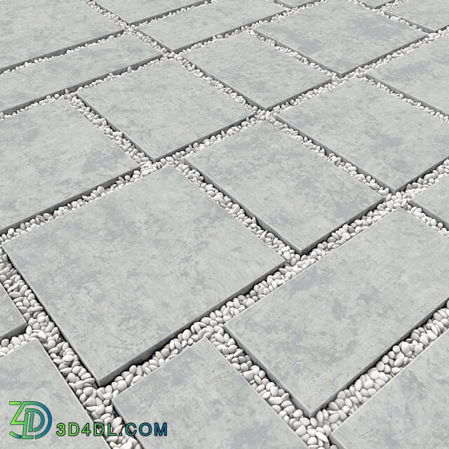 Paving tile pebble low oval n5 3D Models 3DSKY