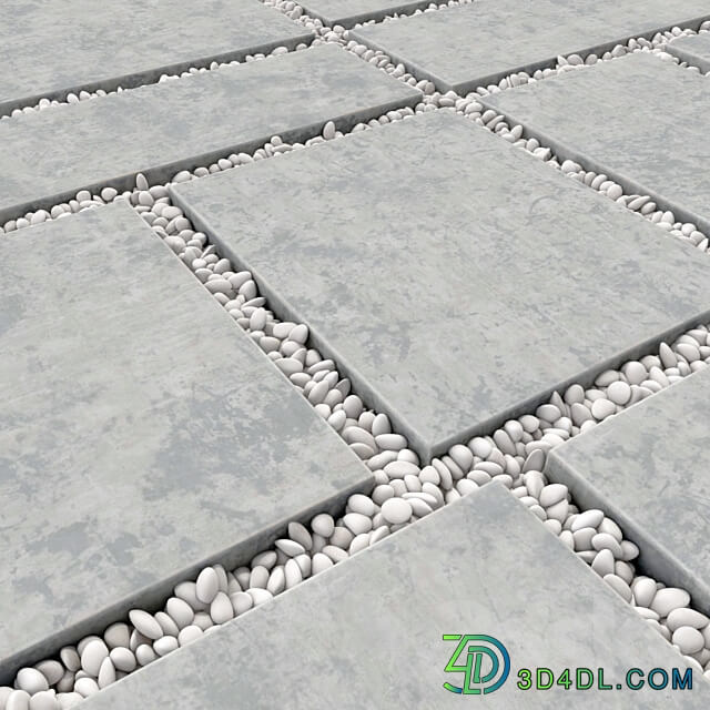 Paving tile pebble low oval n5 3D Models 3DSKY