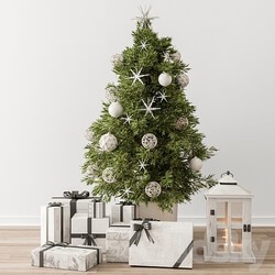 Christmas Decoration 23 Christmas White and Green Tree with Gift 3D Models 3DSKY 