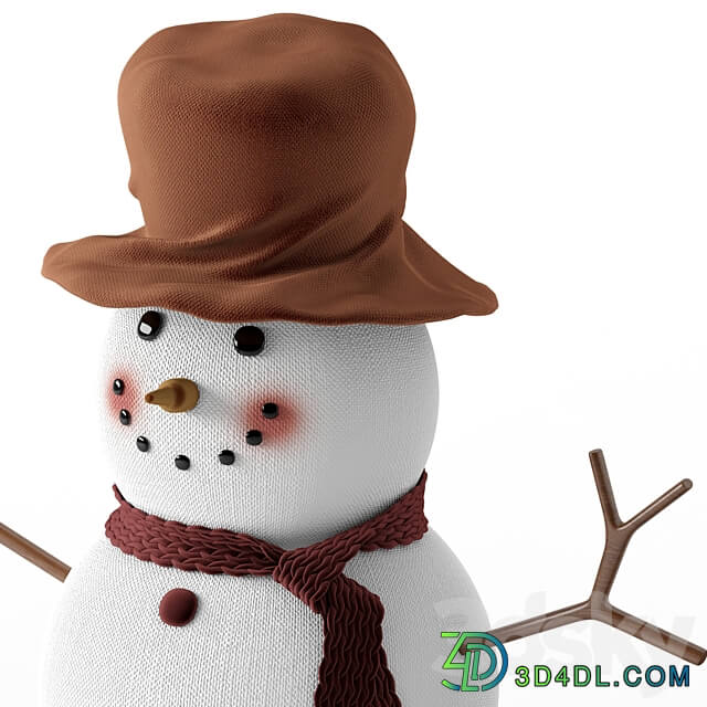 Snowman and wooden christmas tree 3D Models 3DSKY