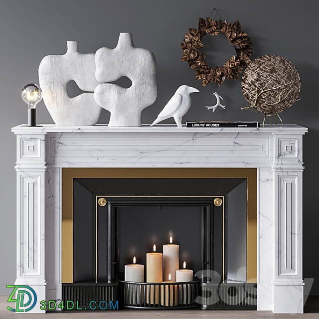 Decorative set with fireplace 3D Models 3DSKY