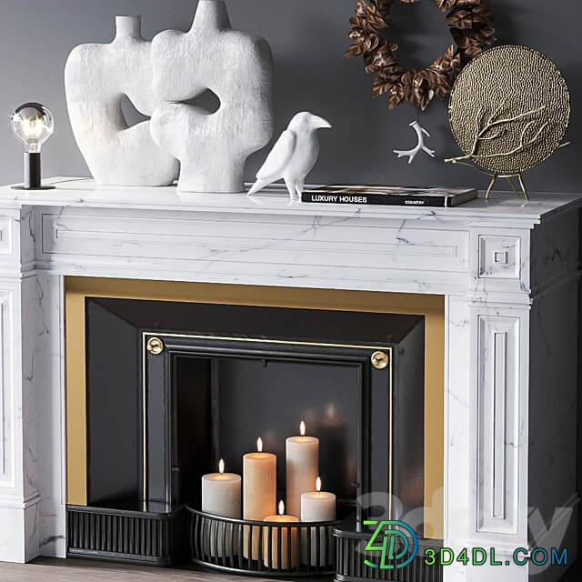 Decorative set with fireplace 3D Models 3DSKY