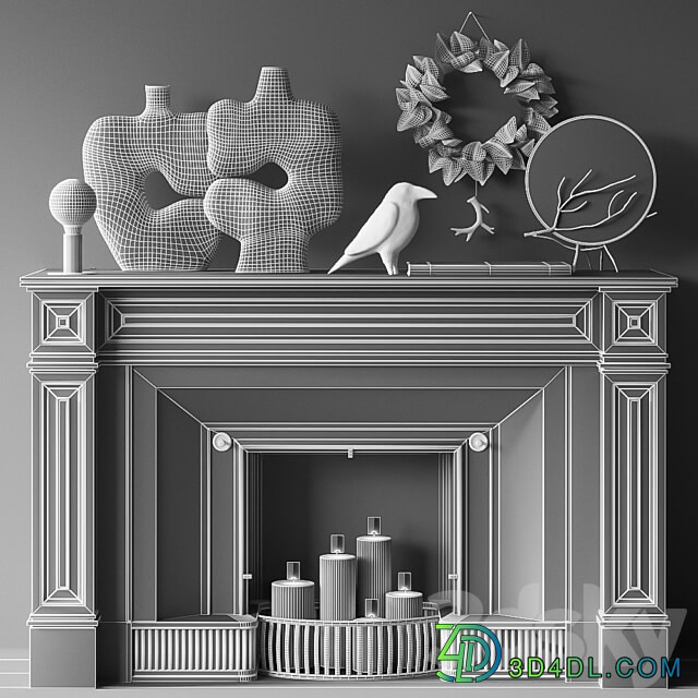 Decorative set with fireplace 3D Models 3DSKY