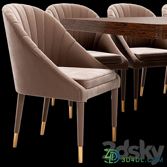 Garda Decor dining chair and Santa Barbara table Table Chair 3D Models 3DSKY