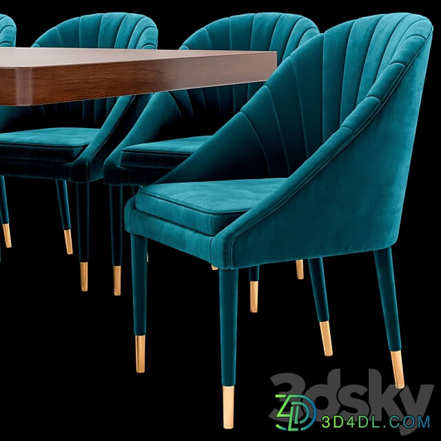 Garda Decor dining chair and Santa Barbara table Table Chair 3D Models 3DSKY