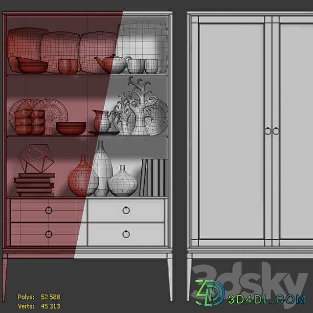 Wardrobe two door one door showcase Prato. Cabinet showcase by ArtMax Wardrobe Display cabinets 3D Models 3DSKY