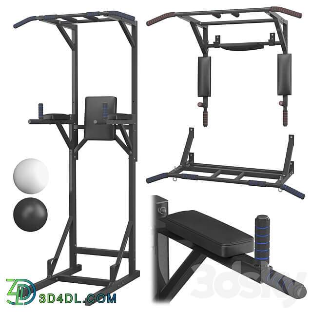 Set wall horizontal bar horizontal bar 3 in 1 and full horizontal bar bars press 3D Models 3DSKY