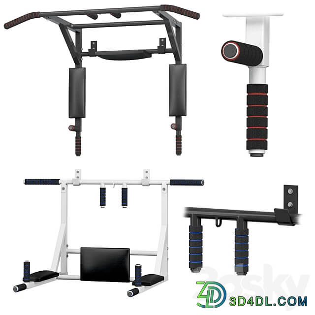 Set wall horizontal bar horizontal bar 3 in 1 and full horizontal bar bars press 3D Models 3DSKY