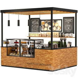 Coffee point in ethnic style with desserts sweets and wooden elements in the decor 3D Models 