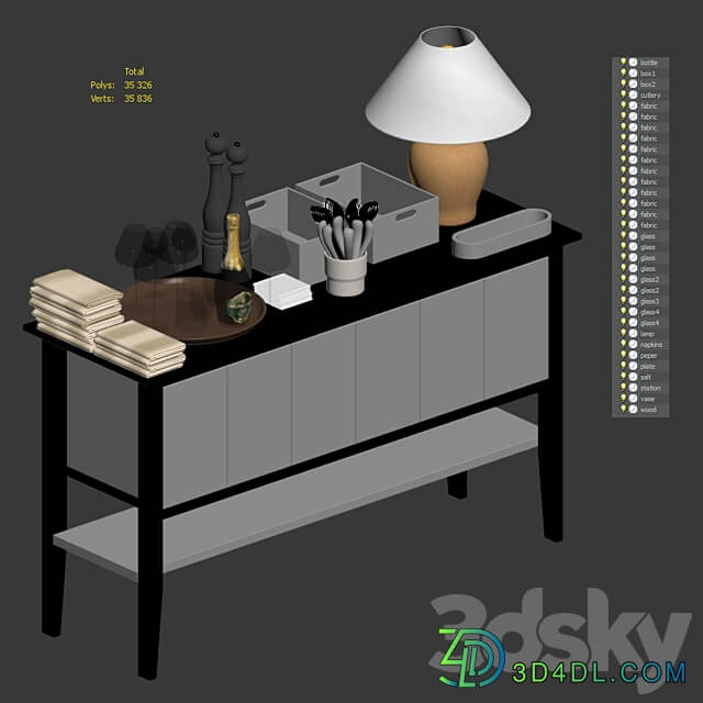 Waiter station with items 3D Models 3DSKY