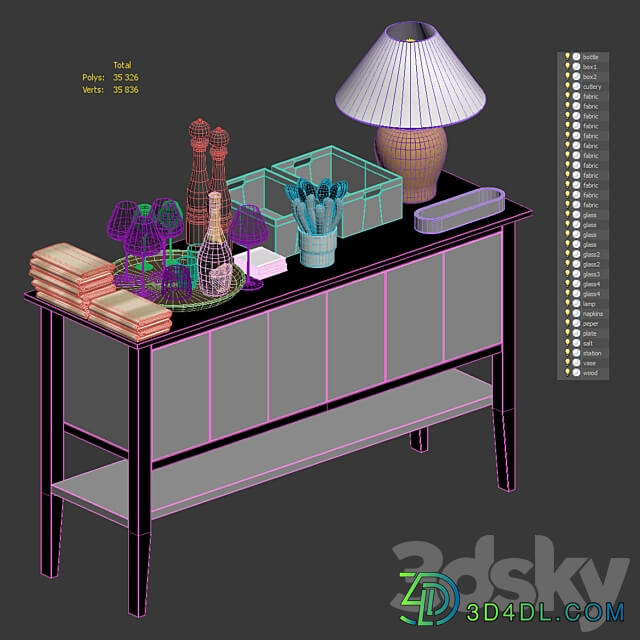 Waiter station with items 3D Models 3DSKY